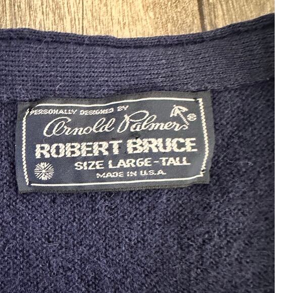 Vintage Arnold Palmer Robert Bruce Men's Blue Cardigan Sweater Size Large Tall - Picture 3 of 7